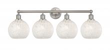  616-4W-SN-G1216-8WM - White Mouchette - 4 Light - 35 inch - Satin Nickel - Bath Vanity Light