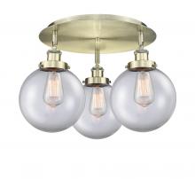  916-3C-AB-G202-8 - Whitney - 3 Light - 20 inch - Antique Brass - Flush Mount