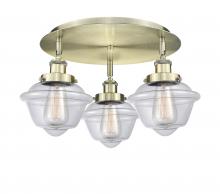  916-3C-AB-G532 - Oxford - 3 Light - 19 inch - Antique Brass - Flush Mount