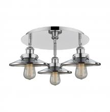  916-3C-PC-M7-PC - Edison - 3 Light - 20 inch - Polished Chrome - Flush Mount