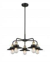  916-5CR-BAB-M6-BK - Edison - 5 Light - 27 inch - Black Antique Brass - Chandelier