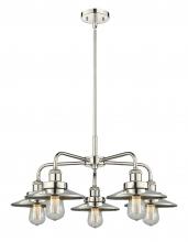  916-5CR-PN-M1-PN - Edison - 5 Light - 27 inch - Polished Nickel - Chandelier