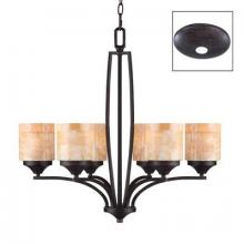  1220-6 RT - Six Light Roan Timber Honeycomb Onyx Shade Up Chandelier