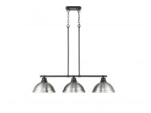 Golden 3602-3LP BLK-PW - Duncan 3-Light Linear Pendant in Matte Black with Pewter