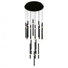  1262P24-16-101 - Flute 16 Light LED Chandelier With Black Finish