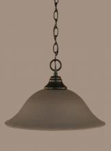  10-MB-602 - One Light Gray Linen Glass Matte Black Down Pendant