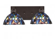  1162-ES-9955 - Edge 2 Light Bath Bar, Espresso Finish, 7" Blue Mosaic Art Glass