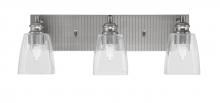  1163-BN-461 - Edge 3 Light Bath Bar, Brushed Nickel Finish, 4.5" Square Clear Bubble Glass