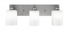  1163-BN-531 - Edge 3 Light Bath Bar, Brushed Nickel Finish, 4" Square White Muslin Glass