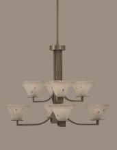  578-GP-751 - Eight Light Frosted Crystal Glass Graphite Up Chandelier