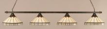  804-BRZ-964 - Four Light Bronze Honey And Brown Mission Tiffany Glass Island Light