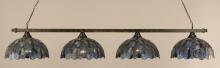  804-BRZ-995 - Four Light Bronze Blue Mosaic Tiffany Glass Island Light