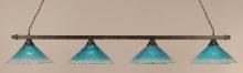  804-BRZ-715 - Four Light Bronze Teal Crystal Glass Pool Table Light