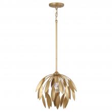  351811GF - 1-Light Botanical Semi-Flush Pendant in Buffed Gold