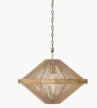  252812MA - 1-Light Dual Mount Pendant in Matte Brass with Mango Wood and Handwrapped Natural Jute Rope String