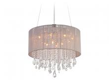  HF1500-TP - Beverly Dr. Collection Round Taupe Silk String Shade and Crystal Dual Mount