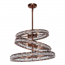  CD10069-12-CP-V - 3-Tier 24" Modern Ring Copper Bubble Crystal Chandelier