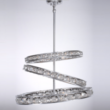  CD10069-12-SL - 3-Tier 24" Modern Ring Silver Leaf Bubble Crystal Chandelier