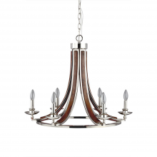  CD10074-6-PN-PW - 6-Light 28" Candle Chandelier