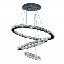  CD10131-LED-CH-D - LED 28" Modern 3-Tier Ring Crystal Chandelier