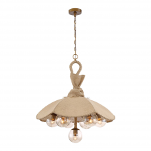  CD10195-7-AB - 7-Light 28" Burlap Dome Pendant