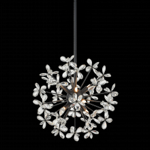  CD10212-8-MBK - 8-Light Floral Crystal Pedal Sputnik Matte Black Pendant Light