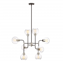  CD10224-8-PN+MBK - 8-Light 34" Adjustable Polished Nickel Geometric Globe Chandelier