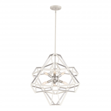  CD10231-6-SW-SL - 6-Light Geometric Satin White Silver Sputnik Chandelier