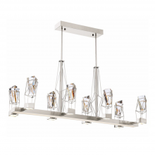  CD10255-LED-SN - Duo 6-Light LED 48" Geometric Linear Satin Nickel Crystal Chandelier