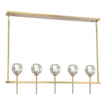  CD10268-5-AGB - 5-Light 46" Aged Brass Linear Sputnik Crystal Chandelier