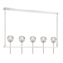  CD10269-5-PN - 5-Light 46" Polished Nickel Linear Sputnik Crystal Chandelier