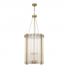  CD10287-12-AGB - 12-Light 24" Foyer Aged Brass Fluted Glass Chandelier