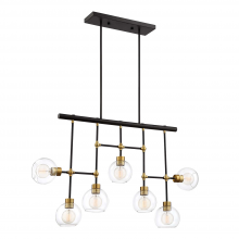  CD10291-7-PB+MBK - 7-Light 42" Geometric Globe Polished Brass Chandelier