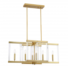  CD10296-6-PB - 6-Light 34" Linear Aged Brass Chandelier