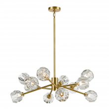  CD10309-12-AGB - 12-Light 35" Modern Sputnik Aged Brass Crystal Chandelier