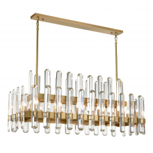  CD10332-14-AGB - 14-Light 48" 2-Tier Aged Brass Rectangular Crystal Chandelier