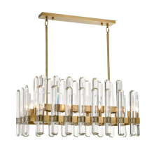  CD10334-10-AGB - 10-Light 36" 2-Tier Aged Brass Rectangular Crystal Chandelier