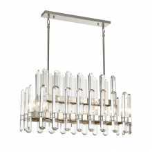  CD10335-10-PN - 10-Light 36" 2-Tier Polished Nickel Rectangular Crystal Chandelier