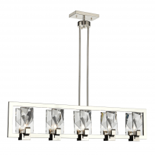  CD10345-5-PN - 5-Light 46" Sleek Linear Polished Nickel Crystal Chandelier