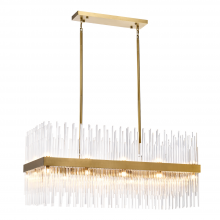  CD10406-24-P-AGB - 24-Light 36" Sleek Aged Brass Banded Rectangular Crystal Chandelier