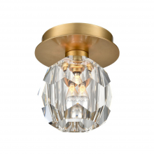  FM60051-1-AGB - 5" Single Aged Brass Crystal Mini-Flush Mount