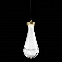  MP10901-LED-AGB - LED 3CCT 1-Light Heavy Clear Rain Drop Glass Aged Brass Mini-Pendant Light