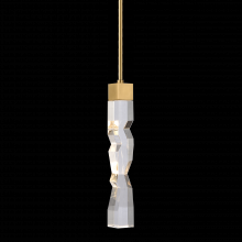  MP11301-LED-2x2-AGB - LED 3CCT 1-Light 2"x2" Carved Crystal Aged Brass Mini-Pendant