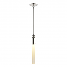  MP40038-1-PN - 1-Light Polished Nickel Cylindrical Glass Mini Pendant