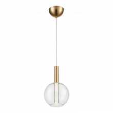  MP40039-LED-GB - LED 7" Clear Globe Glass Seeded Acrylic, Golden Brass Mini Pendant