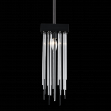  MP40052-1-SBB - 1-Light 6" Square Satin Brushed Black Convertible Flush Crystal Mini-Pendant Light