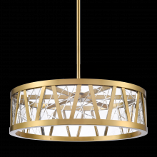  P11519-LED-AGB - LED 3CCT 30" Thick Engraved Crystals Aged Brass Drum Pendant Light