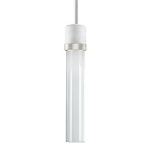  P11702-LED-MW-K-PN-G1 - 3" LED 3CCT Cylindrical Pendant Light, 12" Clear Glass and Matte White with Nickel Finish