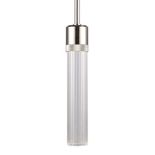  P11703-LED-PN-G3 - 3" LED 3CCT Cylindrical Pendant Light, 12" Fluted Glass and Polished Nickel Finish