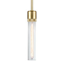  P11705-E26-AGB-G1 - 3" E26 Cylindrical Pendant Light, 12" Clear Glass and Aged Brass Finish